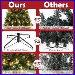 Green Flocked Artificial Holiday Christmas Pine Tree for Home, Office, Party