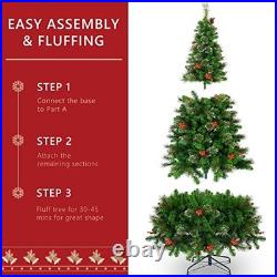 Green Flocked Artificial Holiday Christmas Pine Tree for Home, Office, Party