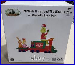 Grinch And The Whos Who-ville Train 9ft Wide Christmas Inflatable Gemmy NEW