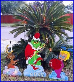 Grinch Christmas Steals, Max & Cindy Lou Who/3 (Big) Handpainted yard Woodart