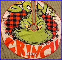Grinch Christmas Tree Decorations Lot Of 120 Items with Topper, Tree Skirt. EUC