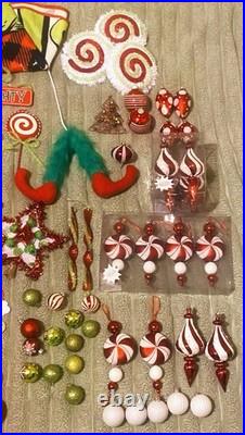 Grinch Christmas Tree Decorations Lot Of 120 Items with Topper, Tree Skirt. EUC
