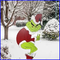 Grinch Stealing Hand Painted Wood Yard Art Christmas Outdoor or Indoor