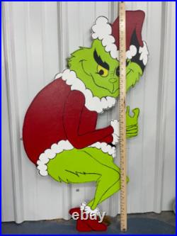 Grinch Stealing Hand Painted Wood Yard Art Christmas Outdoor or Indoor