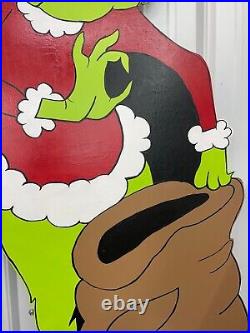Grinch with Bag Hand Painted Wood Yard Art Christmas Outdoor or Indoor