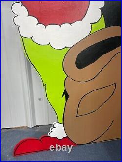 Grinch with Bag Hand Painted Wood Yard Art Christmas Outdoor or Indoor