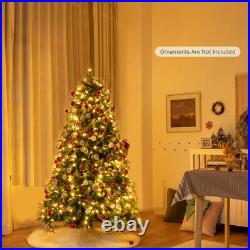 Gymax 5/6/7/9 Ft Pre-Lit Artificial Christmas Tree Hinged Xmas Tree With 11 Flash