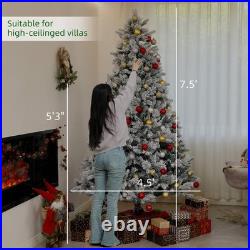 HOMCOM 7.5 ft Prelit Flocked Artificial Christmas Tree with 500 Clear Lights