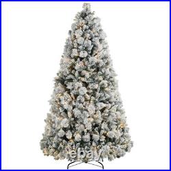 HOMCOM 7.5 ft Prelit Flocked Artificial Christmas Tree with 500 Clear Lights