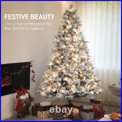 HOMCOM 7.5 ft Prelit Flocked Artificial Christmas Tree with 500 Clear Lights