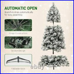 HOMCOM 7.5 ft Prelit Flocked Artificial Christmas Tree with 500 Clear Lights