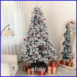 HOMCOM 7.5 ft Prelit Flocked Artificial Christmas Tree with 500 Clear Lights