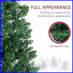 HOMCOM 8' Tall Pre-Lit Slim Noble Fir Artificial Christmas Tree with 300 Warm
