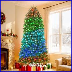 HOMCOM 9ft Christmas Tree with RGB LEDs, App Control, Hinged Xmas Tree