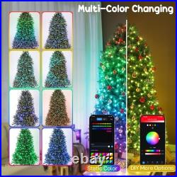 HOMCOM 9ft Christmas Tree with RGB LEDs, App Control, Hinged Xmas Tree