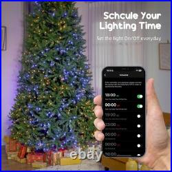 HOMCOM 9ft Christmas Tree with RGB LEDs, App Control, Hinged Xmas Tree