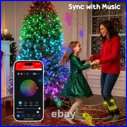 HOMCOM 9ft Christmas Tree with RGB LEDs, App Control, Hinged Xmas Tree