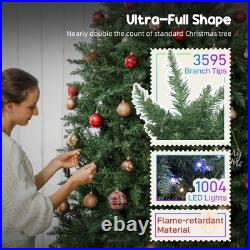 HOMCOM 9ft Christmas Tree with RGB LEDs, App Control, Hinged Xmas Tree