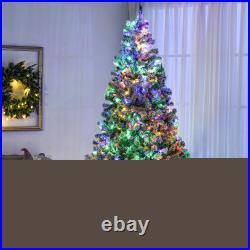 HOMCOM Artificial Christmas Tree with LED Lights, Snow Flocked Tips