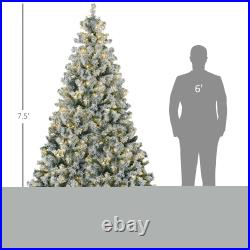 HOMCOM Artificial Christmas Tree with LED Lights, Snow Flocked Tips
