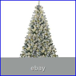 HOMCOM Artificial Christmas Tree with LED Lights, Snow Flocked Tips