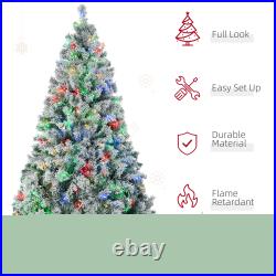 HOMCOM Artificial Christmas Tree with LED Lights, Snow Flocked Tips