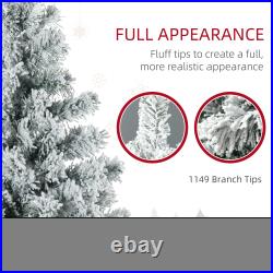 HOMCOM Artificial Christmas Tree with LED Lights, Snow Flocked Tips
