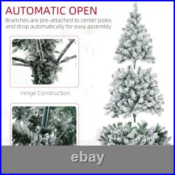 HOMCOM Artificial Christmas Tree with LED Lights, Snow Flocked Tips