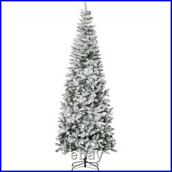 HOMCOM Christmas Tree with Unlit Snow Flocked Branches Holiday