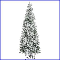 HOMCOM Christmas Tree with Unlit Snow Flocked Branches Holiday