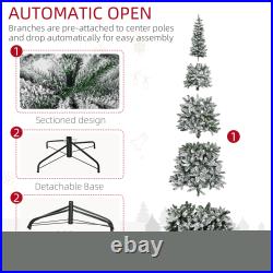 HOMCOM Christmas Tree with Unlit Snow Flocked Branches Holiday