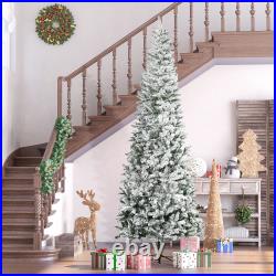 HOMCOM Christmas Tree with Unlit Snow Flocked Branches Holiday