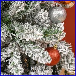 HOMCOM Christmas Tree with Unlit Snow Flocked Branches Holiday