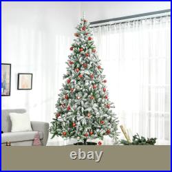 HOMCOM Snow Flocked Artificial Christmas Tree Holiday Decoration Green