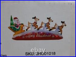 HOOJO Christmas Inflatables Santa Claus on Sleigh 3 Reindeers Inflatable 10FT