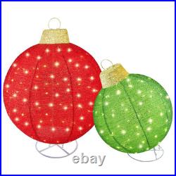 HOYECHI 2pc Lighted Pop-Up Outdoor Christmas Ornament Set Holiday Ball Deco HOYECHI 2pc Lighted Pop-Up Outdoor Christmas Ornament Set Holiday Ball Deco