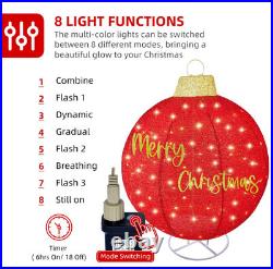 HOYECHI 2pc Lighted Pop-Up Outdoor Christmas Ornament Set Holiday Ball Deco HOYECHI 2pc Lighted Pop-Up Outdoor Christmas Ornament Set Holiday Ball Deco