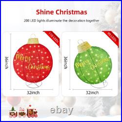 HOYECHI 2pc Lighted Pop-Up Outdoor Christmas Ornament Set Holiday Ball Deco HOYECHI 2pc Lighted Pop-Up Outdoor Christmas Ornament Set Holiday Ball Deco