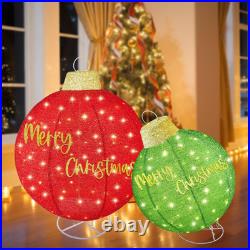 HOYECHI 2pc Lighted Pop-Up Outdoor Christmas Ornament Set Holiday Ball Deco HOYECHI 2pc Lighted Pop-Up Outdoor Christmas Ornament Set Holiday Ball Deco