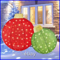 HOYECHI 2pc Lighted Pop-Up Outdoor Christmas Ornament Set Holiday Ball Deco HOYECHI 2pc Lighted Pop-Up Outdoor Christmas Ornament Set Holiday Ball Deco