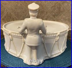HTF Pottery Barn 12 Days of Christmas Drummer Drumming Stoneware Cake Stand