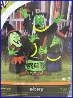 Halloween 6 ft Lighted Animated Fire and Ice Witches Cauldron Inflatable Halloween 6 ft Lighted Animated Fire and Ice Witches Cauldron Inflatable
