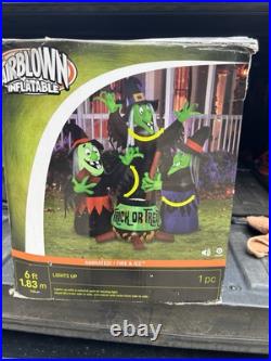Halloween 6 ft Lighted Animated Fire and Ice Witches Cauldron Inflatable Halloween 6 ft Lighted Animated Fire and Ice Witches Cauldron Inflatable