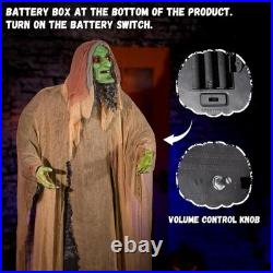 Halloween Animatronics 6ft Witch Animated 72inch Decorations with green