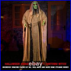 Halloween Animatronics 6ft Witch Animated 72inch Decorations with green