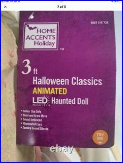 Halloween Classics Animated Scary LED Creepy Haunted Doll 3ft Home Accents Depot