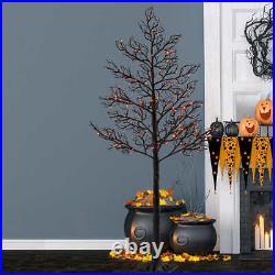 Halloween Decor 6 Feet Black Glitter Tree LED Lights Indoor Outdoor Decoration