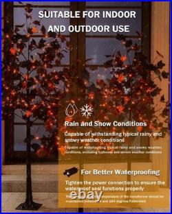 Halloween Decor Set 4ft, 5ft & 6ft Black Maple Trees 384 LED Lights 24 Sku