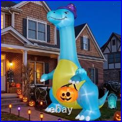 Halloween Decorations Outdoor Inflatables 12FT Dinosaur Witch Hat Pumpkin