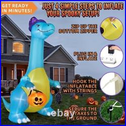 Halloween Decorations Outdoor Inflatables 12FT Dinosaur Witch Hat Pumpkin